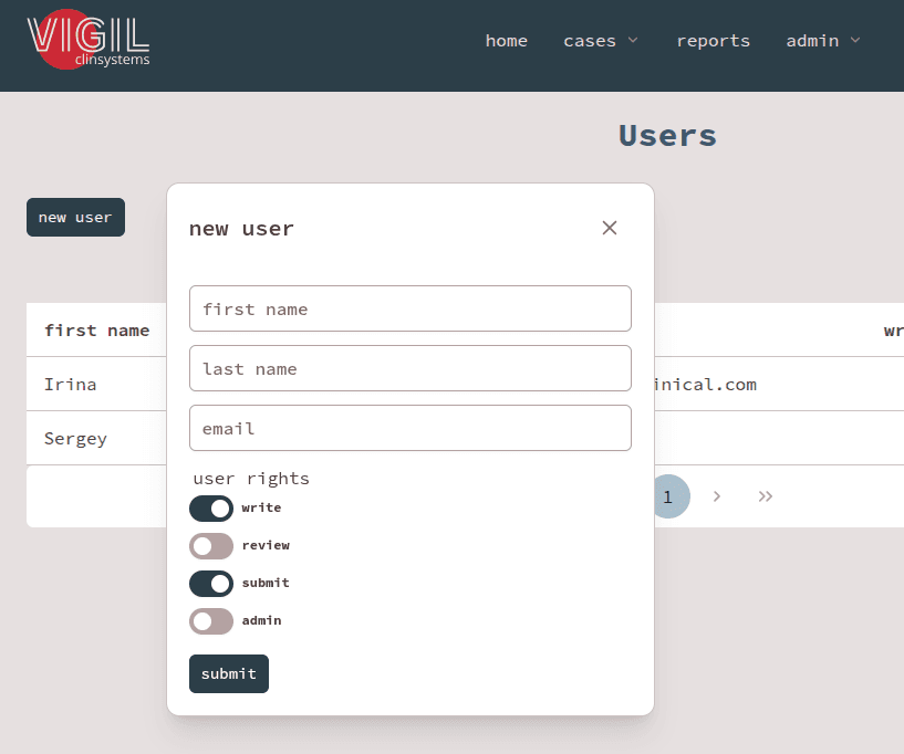 Authentication and User Rights System
